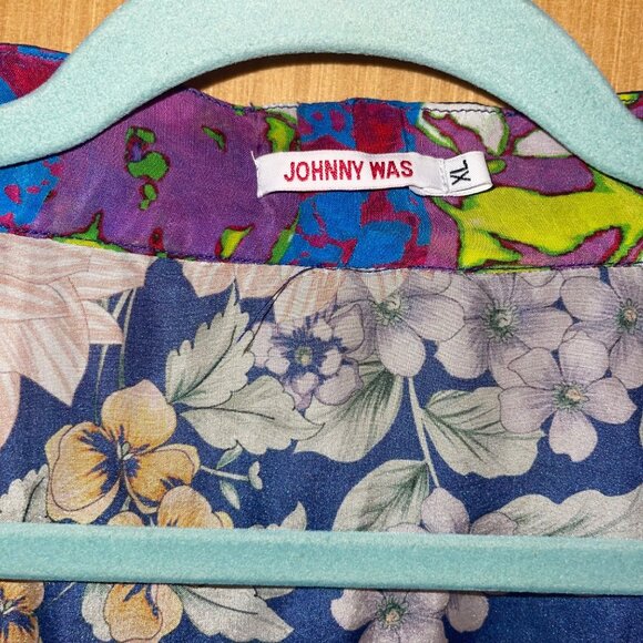 Johnny Was Womens Kimono Size XL Multicolor Blati Floral Side Slits Pure Silk - Picture 8 of 15